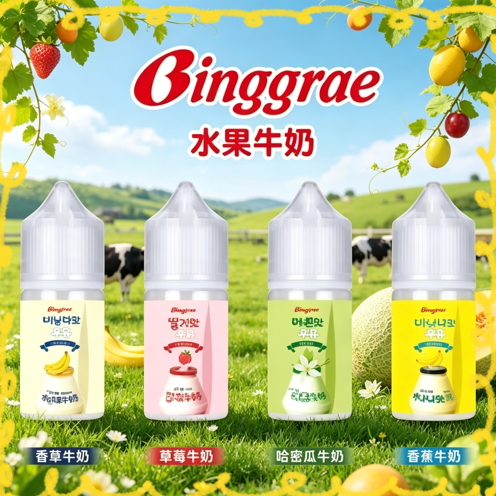 Binggrae 水果牛奶風味電子煙油 韓國風香甜奶味煙油